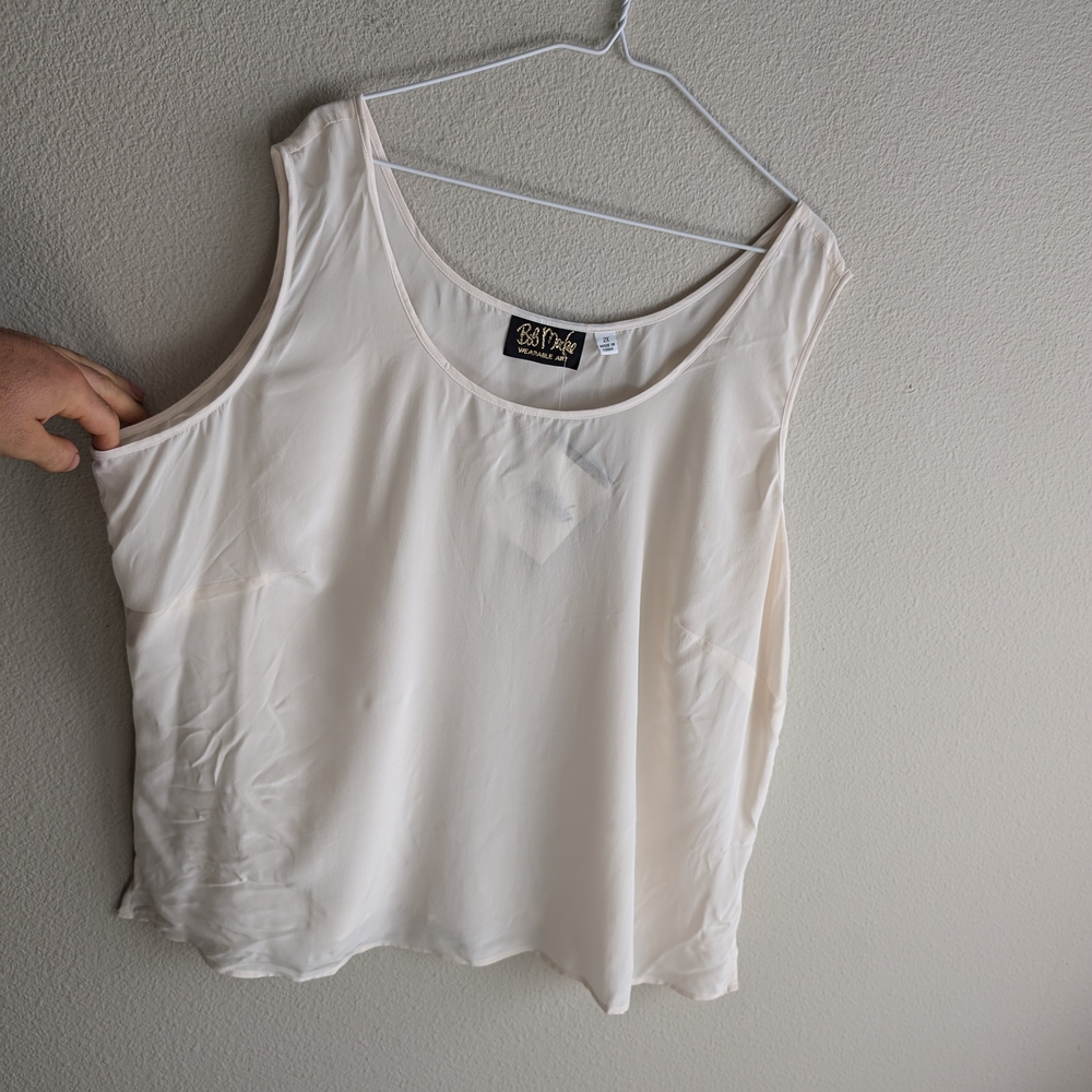 Bob Mackie White Sleeveless Relaxed Tank Top